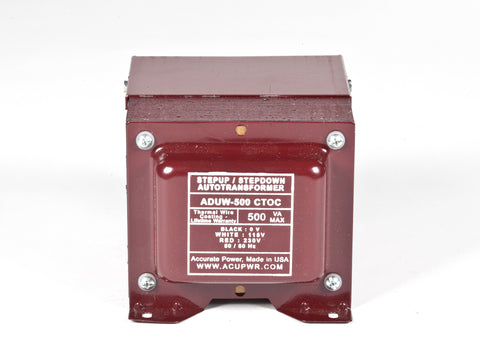 ACUPWR Tru-Watts™ 500-Watt Step Up/Step Down Hard-Wire Voltage Transformer With Knock-Out Box Housing – Convert 110-120 volts to 220-240 volts, and Vice-Versa - ADUW-500 - ACUPWR USA
 - 1