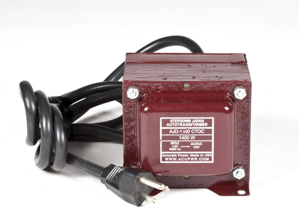 1400 Tru-Watts™ 115 Volts to 100 Volts Step Down Transformer - Use 100-Volt Japanese Electrical Devices in USA/Canada.  ***This transformer is a 15V reduce only.  Check your local voltage with a Multimeter -AJD-1400