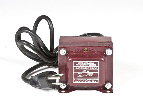 400 Tru-Watts™ 124 Volts to 100 Volts Step Down Transformer - Use 100-Volt Japanese Electrical Devices in USA/Canada.  ***This transformer is a 24 V reduce only.  Check your local voltage with a volt meter AJD25-400
