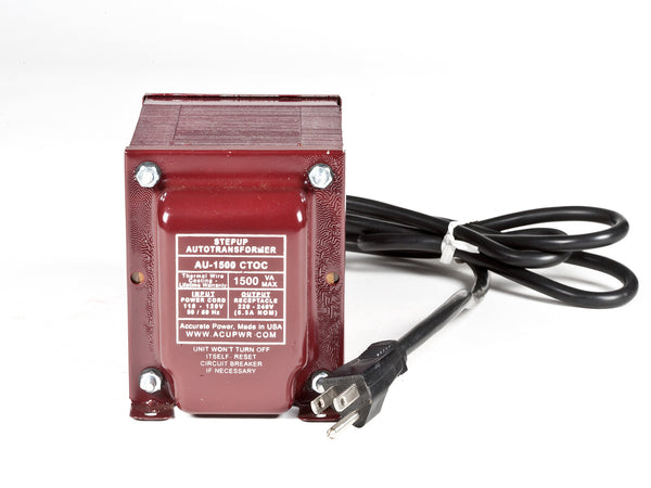 ACUPWR red 1500-Watt Step-Up Transformer (AU-1500) label view