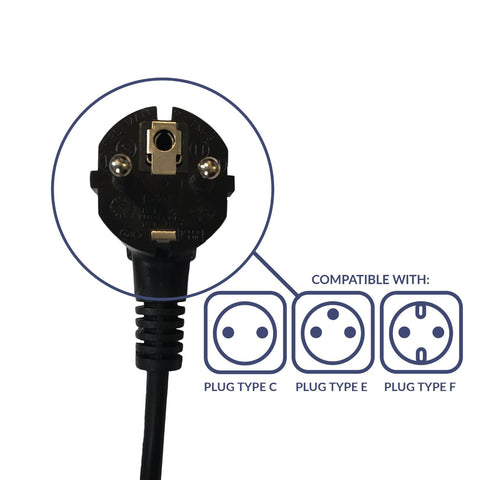 ACUPWR IEC plug (compatible with Type C, Type E, and Type F plugs) for refrigerator voltage transformer