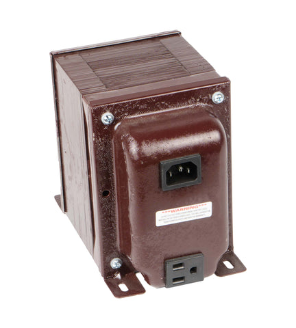 ACUPWR red 2000-Watt Step-Down Transformer (AD-2000CTOC) angled back view