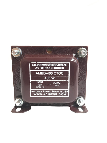 400 Tru-Watts™ 127 Volts to 115 Volts Step Down Transformer - Use American/Canadian Electrical Devices in Mexico, Brazil and other 127-Volt Countries – AMBD-400
