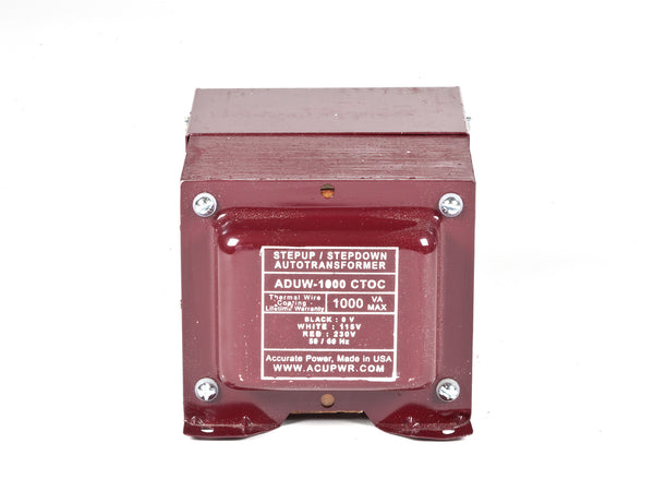 ACUPWR red 1000-Watt Hard-Wire Voltage Transformer (ADUW-1000) front view with label