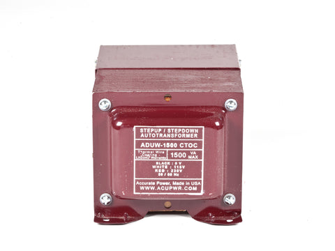ACUPWR red 1500-Watt Hard-Wire Voltage Transformer (ADUW-1500) label view