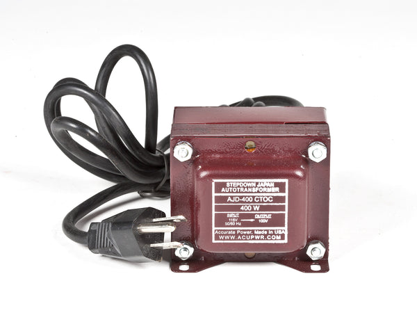 400 Tru-Watts™ 115 Volts to 100 Volts Step Down Transformer - Use 100-Volt Japanese Electrical Devices in USA/Canada.  ***This transformer is a 15V reduce only.  Check your local voltage with a Multimeter – AJD-400