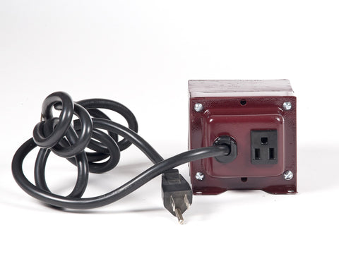 ACUPWR red 1800-Watt Step-Up Transformer (AJU-1800) back view with plugs