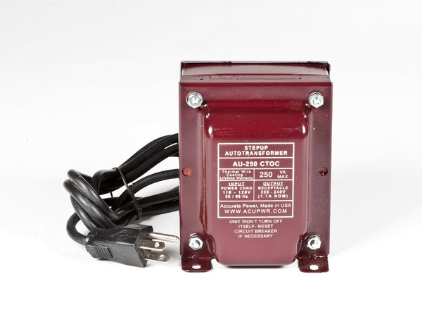 ACUPWR 250-watt step-up transformer for 220-volt appliances Type B plug