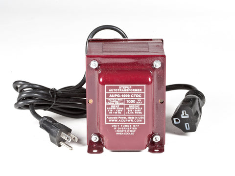 ACUPWR red 1000-Watt Military-Grade Step-Up Transformer (AUPG-1000) label view