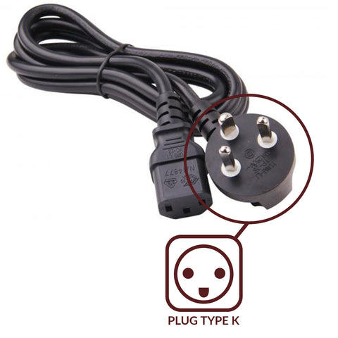Type K plug for AD-2500IEC step-down transformer ACUPWR