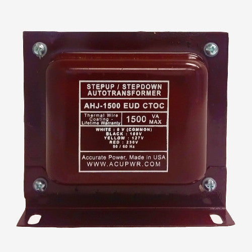 ACUPWR red 1500-Watt Voltage Transformer (AHJ-1500EUD) label view