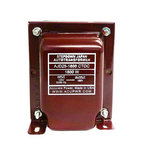 1800 Tru-Watts™ 124 Volts to 100 Volts Step Down Transformer - Use 100-Volt Japanese Electrical Devices in USA/Canada.  ***This transformer is a 24 V reduce only.  Check your local voltage with a volt meter – AJD25-1800